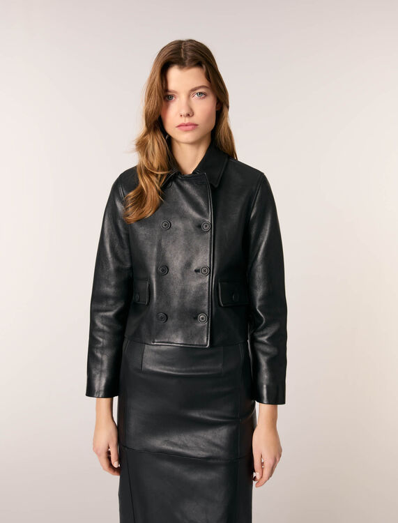 Cropped leather jacket - Blazers & Jackets - MAJE