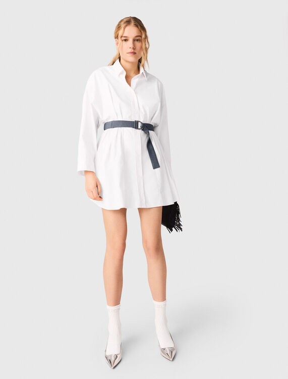 Shirt dress with contrast belt - Dresses - MAJE
