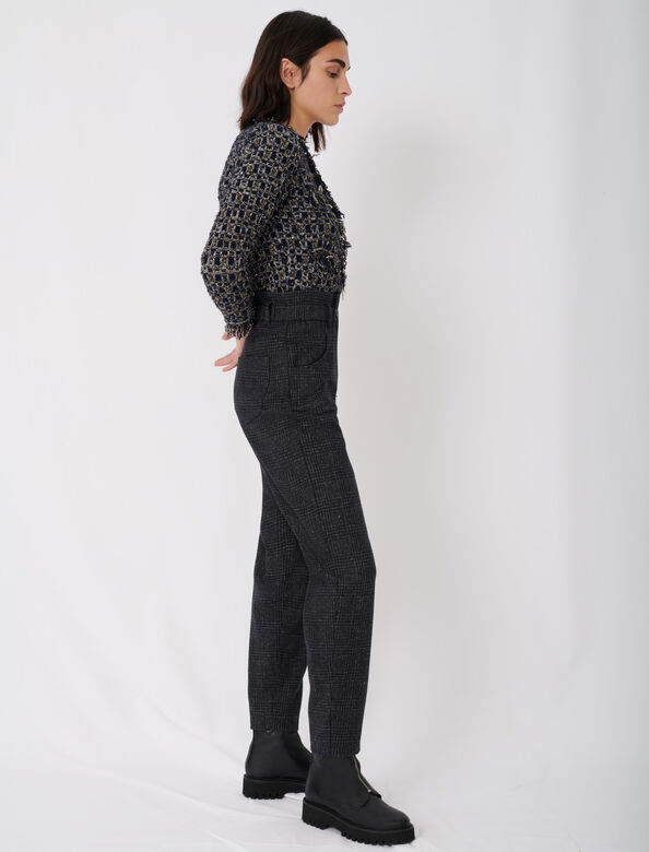 Checked trousers in recycled wool : Trousers & Jeans color 