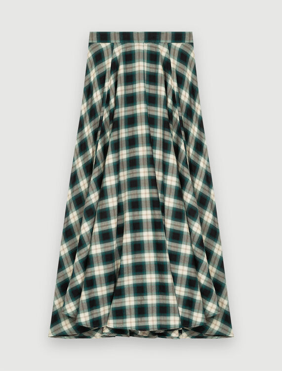 Green and white checked cotton skirt - Skirts & Shorts - MAJE