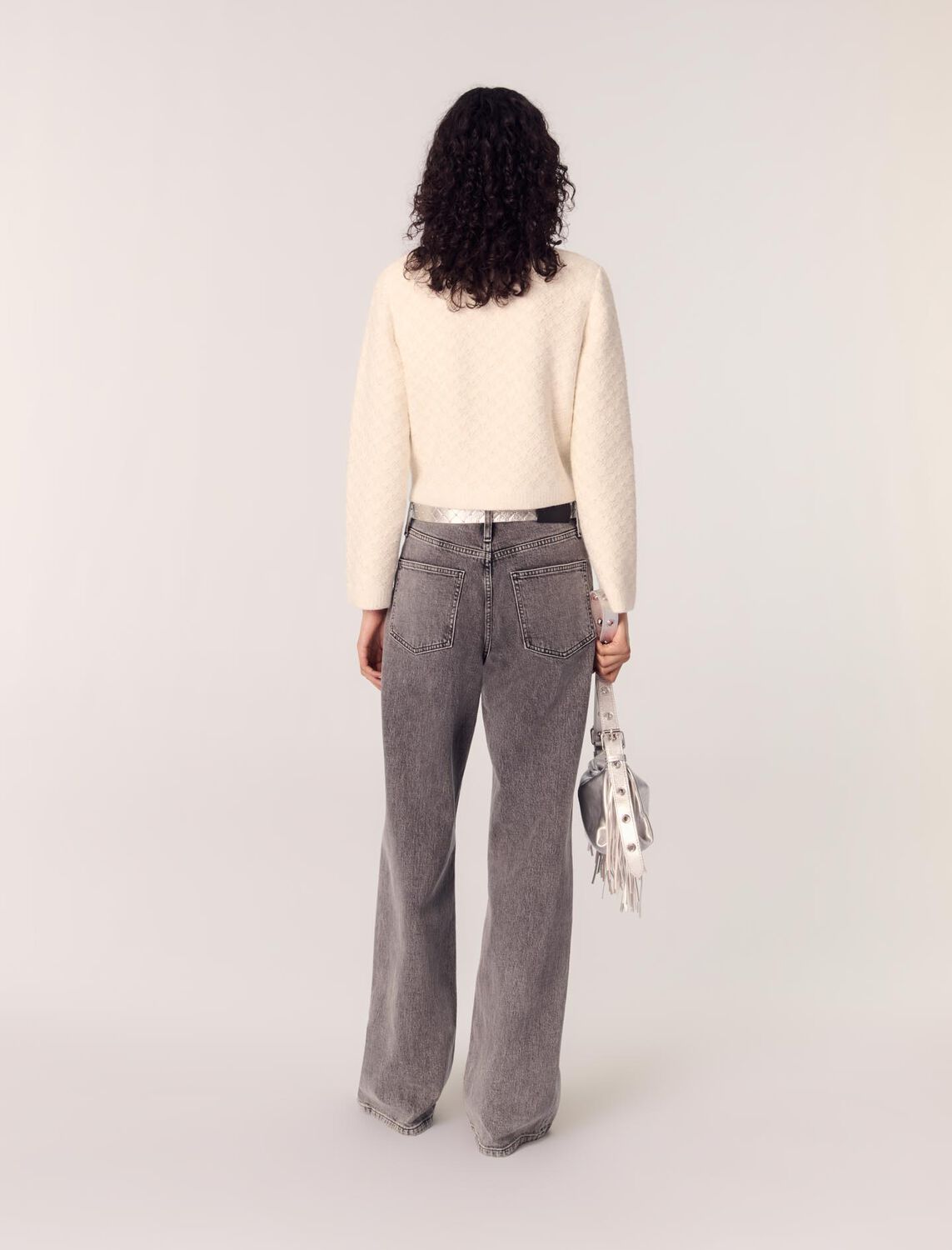 Short tweed-effect cardigan : Sweaters & Cardigans color Ecru