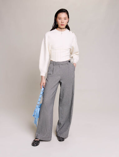 maje : Trousers & Jeans 顏色 黑白色/blackwhite