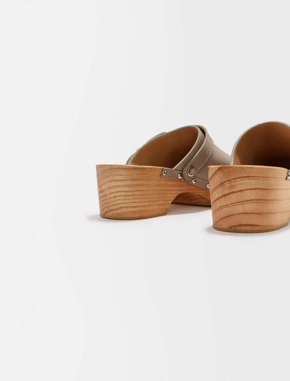Leather clogs : Sling-Back & Sandals color Mink