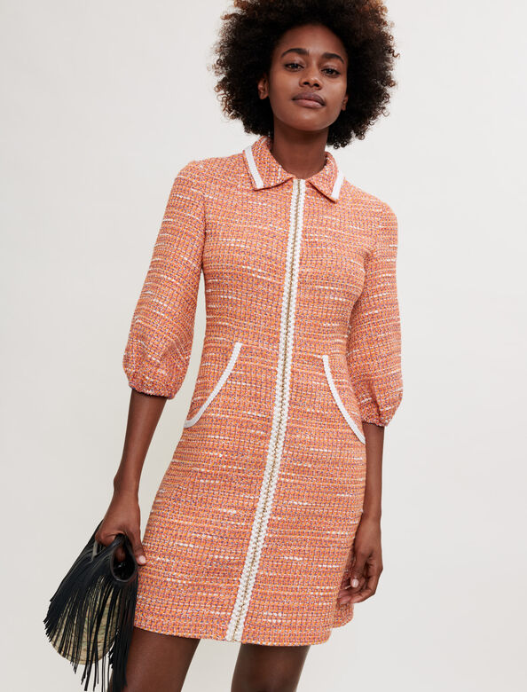 Tweed dress with braided trim : Dresses color 
