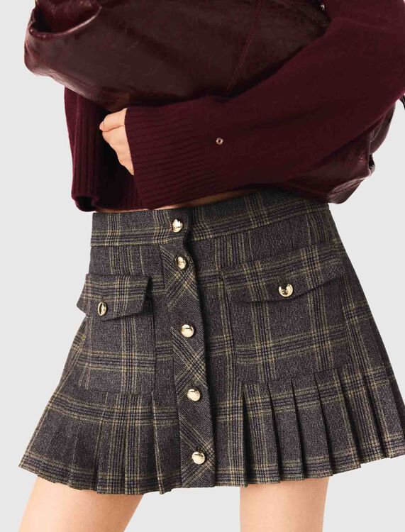 Short pleated checked skirt - Skirts & Shorts - MAJE