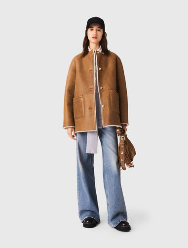 Reversible leather coat : Coats color Camel
