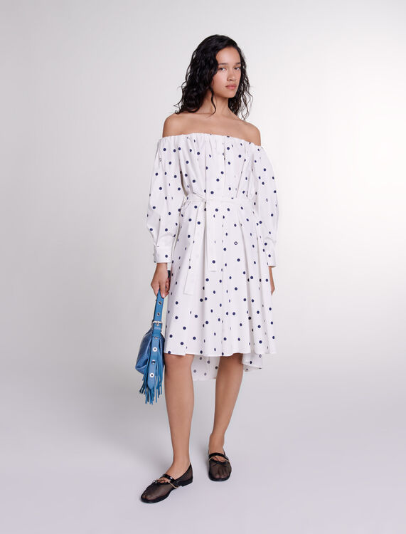 Shirt dress with bardot neckline - Fall-Winter Collection - MAJE