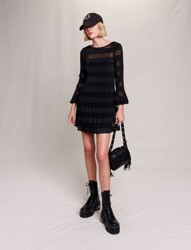 Short openwork knit dress : Dresses color Black