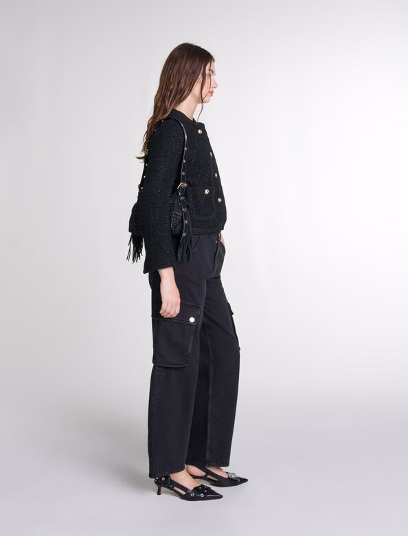 Short tweed jacket : Blazers & Jackets color Black