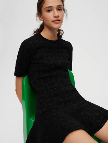 Trompe l’œil jacquard knit dress : Dresses color Black