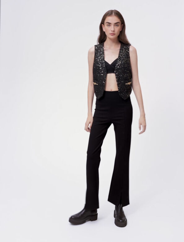Black slim-fit trousers with slits : Trousers & Jeans color Black
