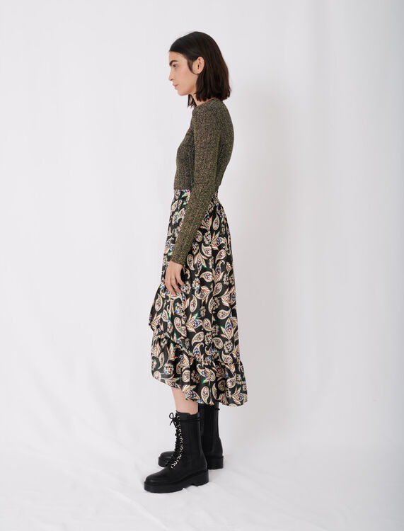 Long printed skirt with ruffles - Skirts & Shorts - MAJE