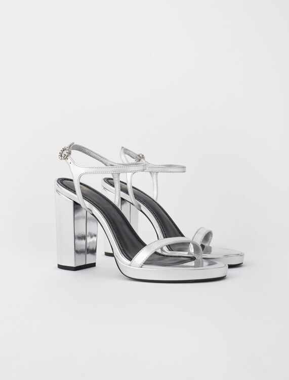 High-heeled sandals in metallic leather - Shoes - MAJE