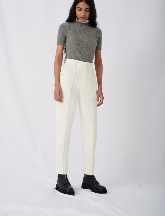 Corduroy trousers with studs - Trousers & Jeans - MAJE