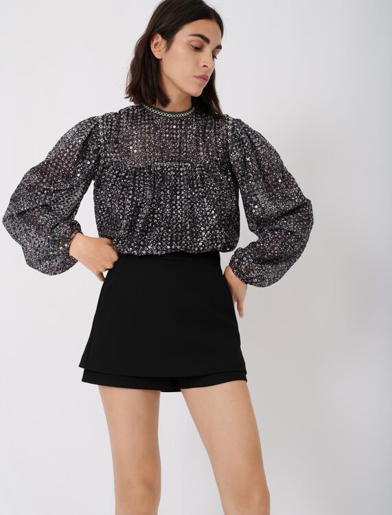 Crêpé falda court : Skirts & Shorts color Black