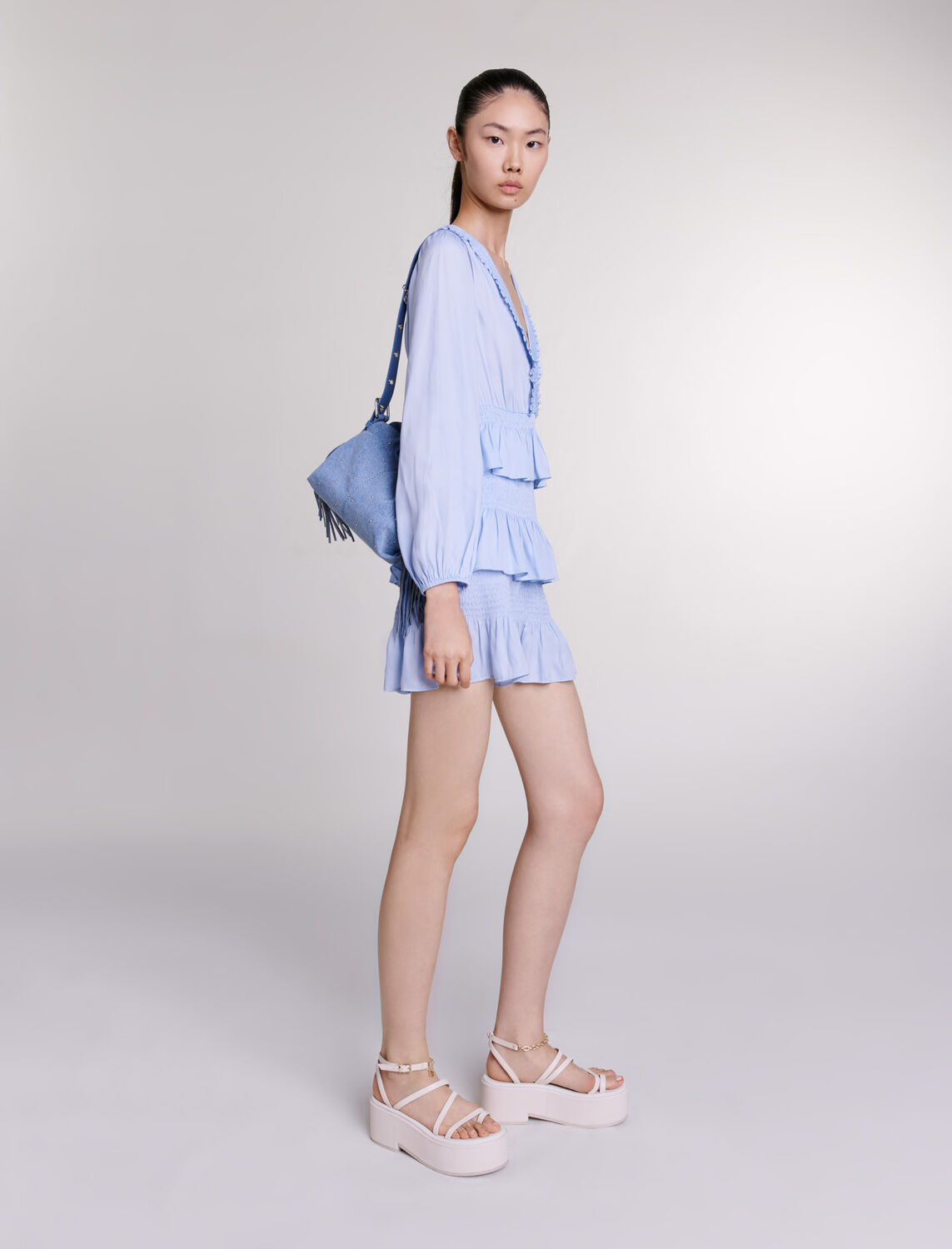 Blue ruffled dress - 30% Off - MAJE