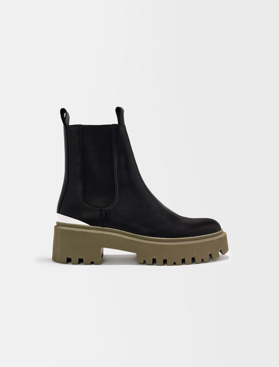 Chelsea boots with khaki platform sole - Shoes - MAJE