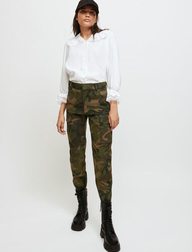 Khaki camouflage-style trousers : Trousers & Jeans color Khaki