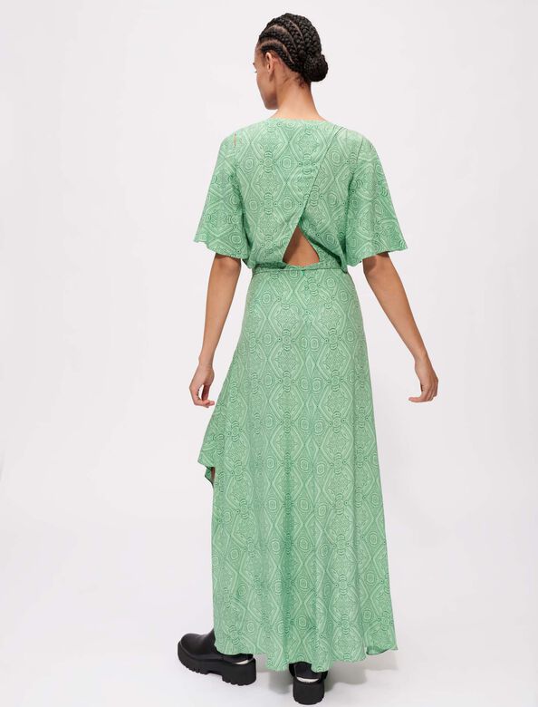 优雅绿色印花连衣裙 : null 顏色 