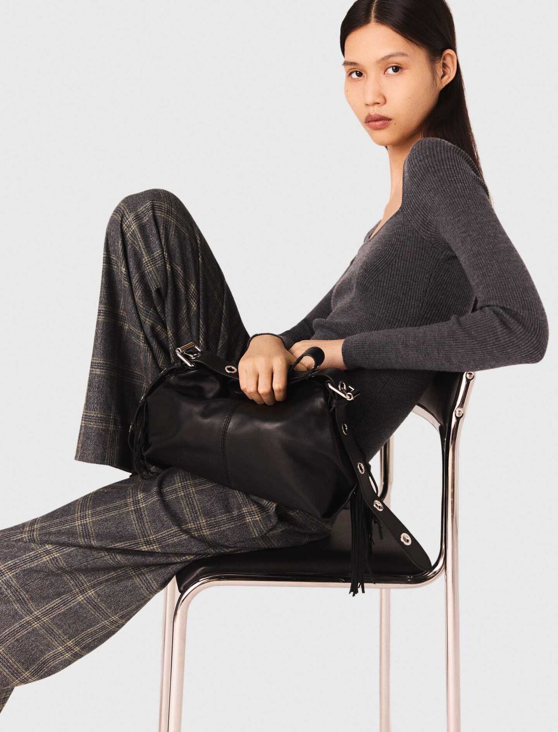 Checked suit trousers : View All color Grey