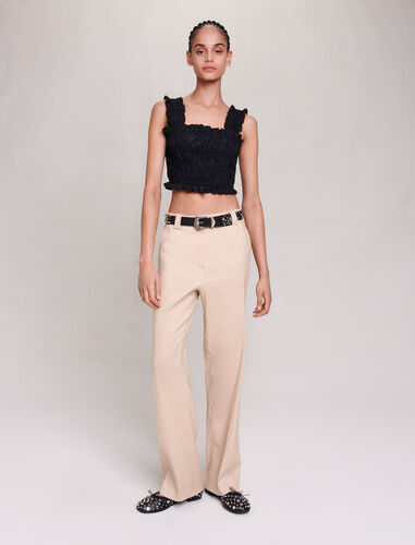 Smocked cropped top : Tops color Black