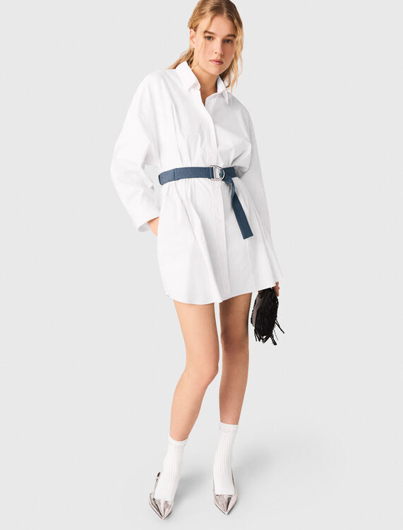 Shirt dress with contrast belt - Dresses - MAJE