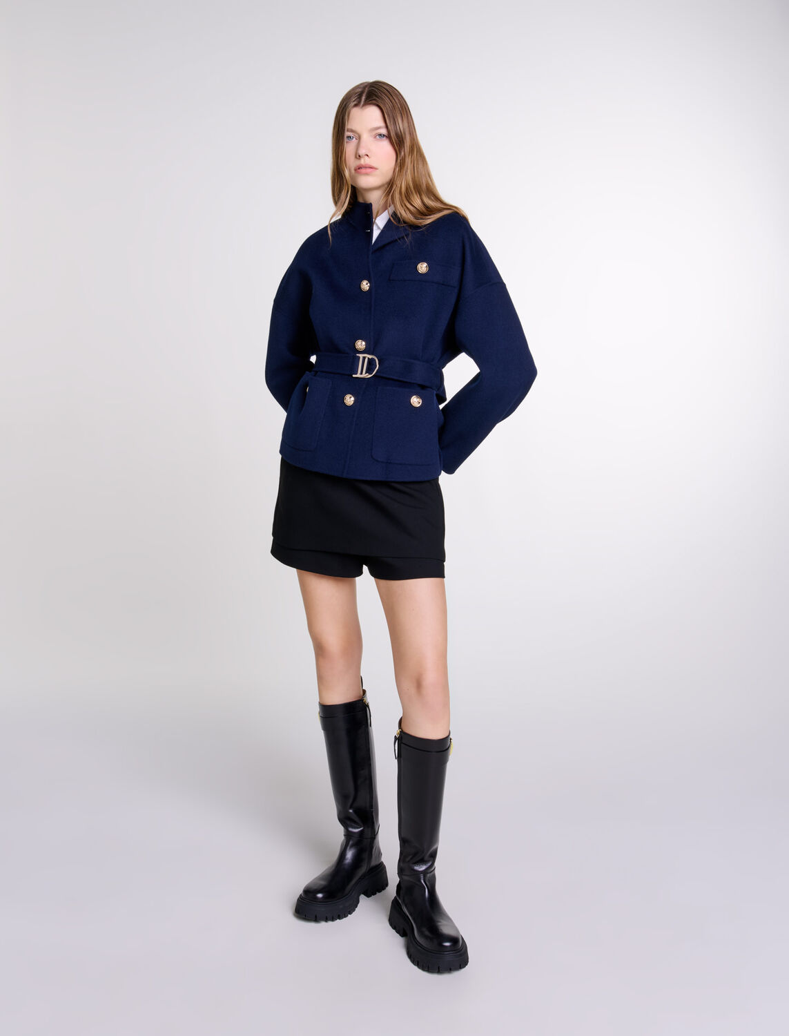 Belted short wool coat - Fall-Winter Collection - MAJE