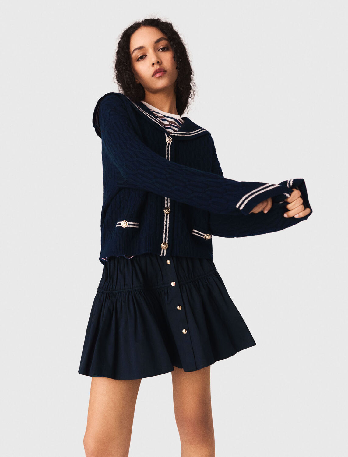 Cable-knit boat neck cardigan - Sweaters & Cardigans - MAJE