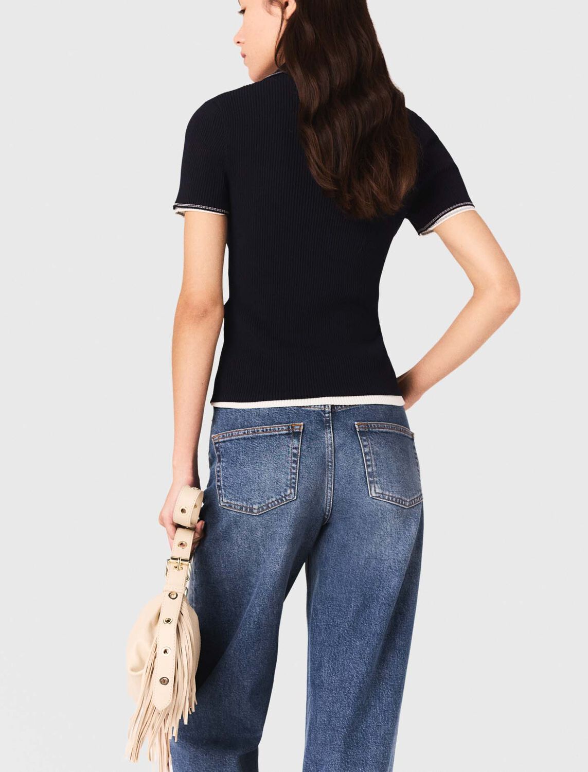 Short-sleeve polo shirt : Sweaters & Cardigans color Ecru