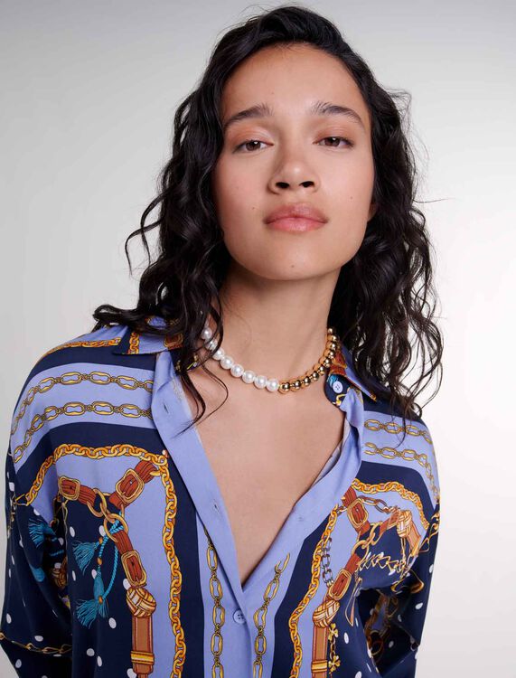 Satin-effect patterned shirt - Fall-Winter Collection - MAJE
