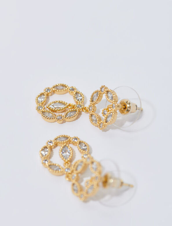 Rhinestone pendant earrings : Jewelry color Gold