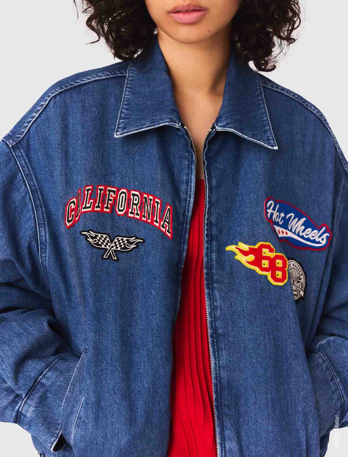 Oversized embroidered denim jacket : Blazers & Jackets color Blue