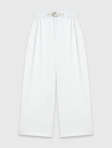 Wide-leg cotton trousers : Trousers & Jeans color White