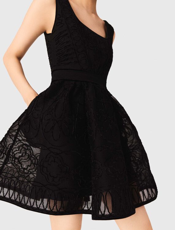 Short embroidered basket knit dress - Dresses - MAJE