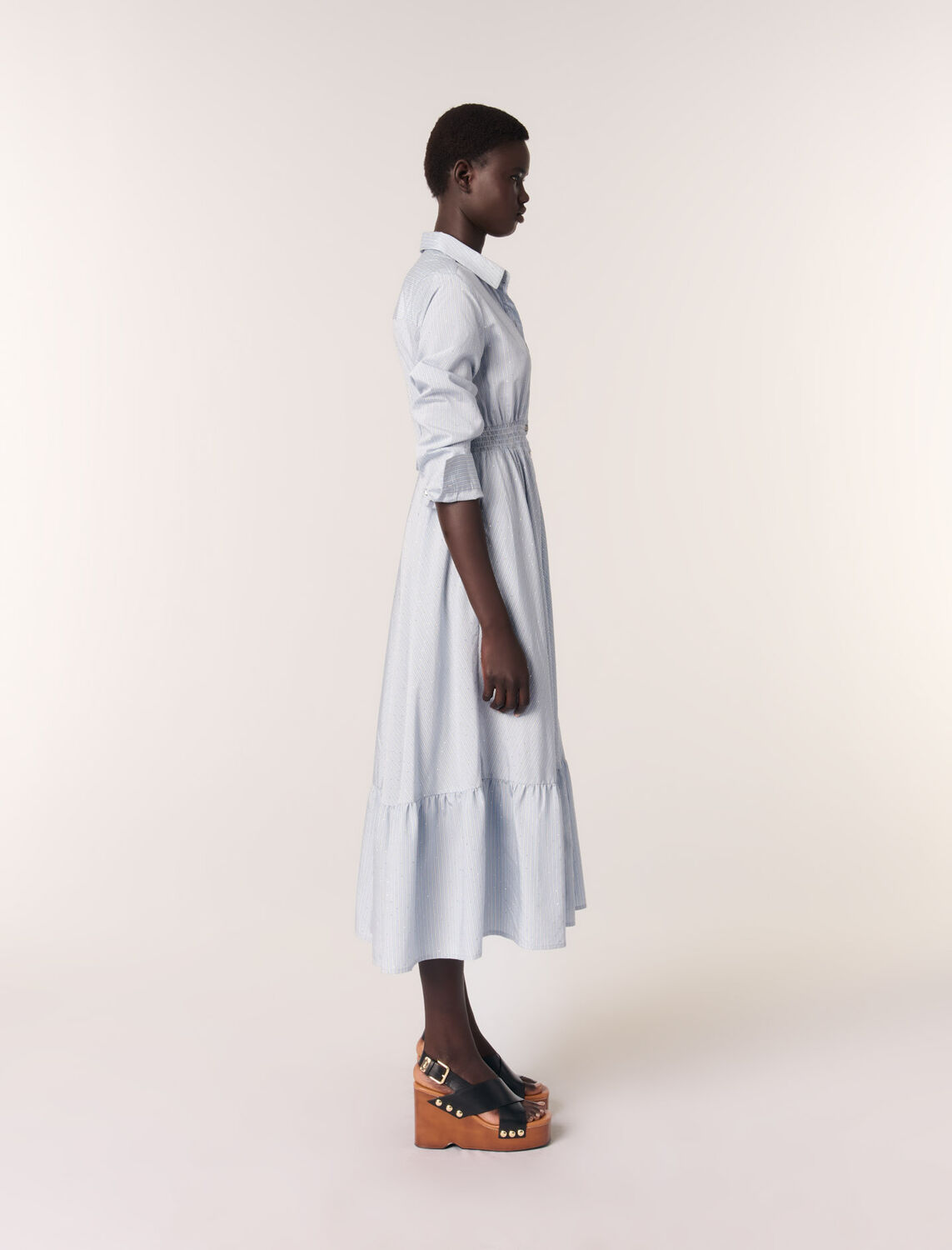 Rhinestone striped maxi dress - Dresses - MAJE