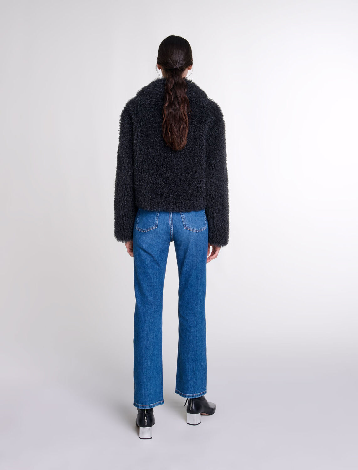 Short curly coat : Coats color Anthracite grey