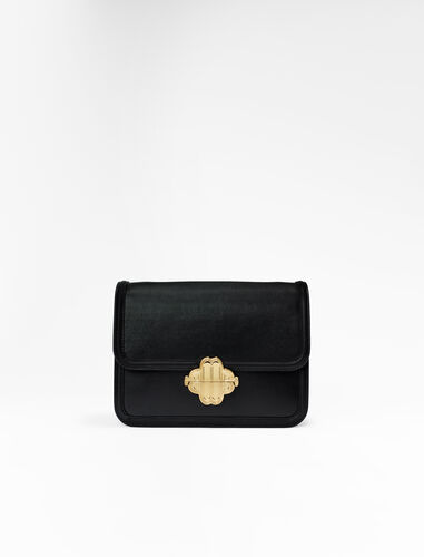 Leather bag with clover clasp : M Bag color Black