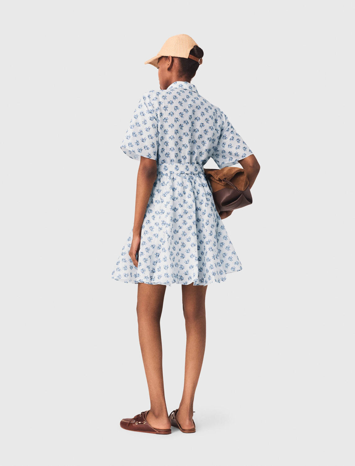 Short patterned linen-blend dress - Dresses - MAJE
