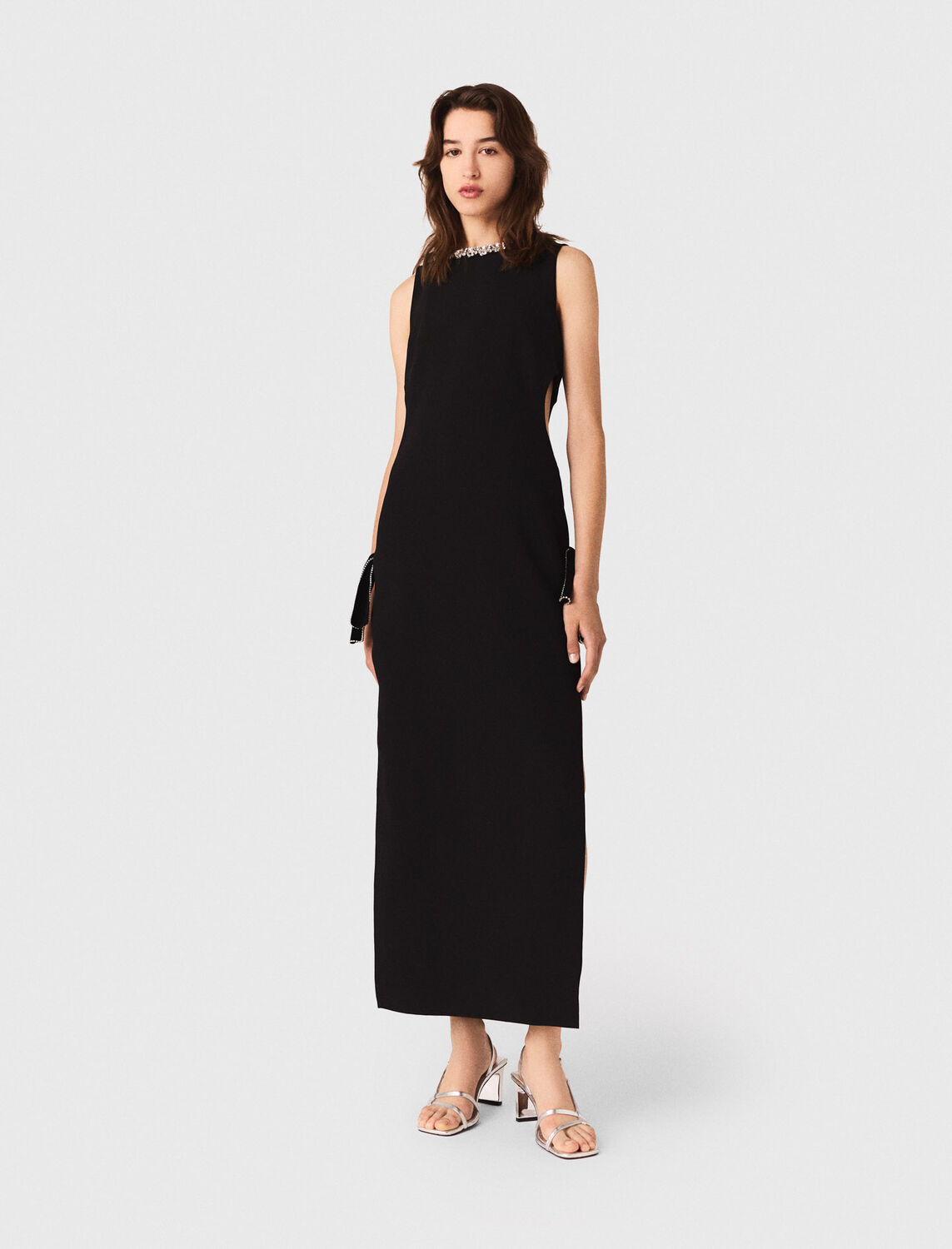 Jewel-collar maxi dress - Dresses - MAJE