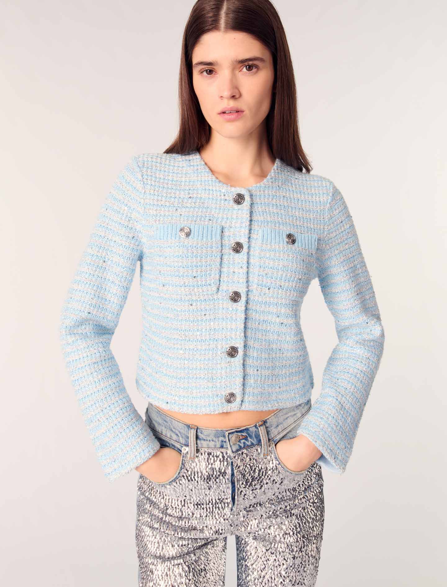 225MIROIR Sequinned cardigan - Sweaters & Cardigans - Maje.com