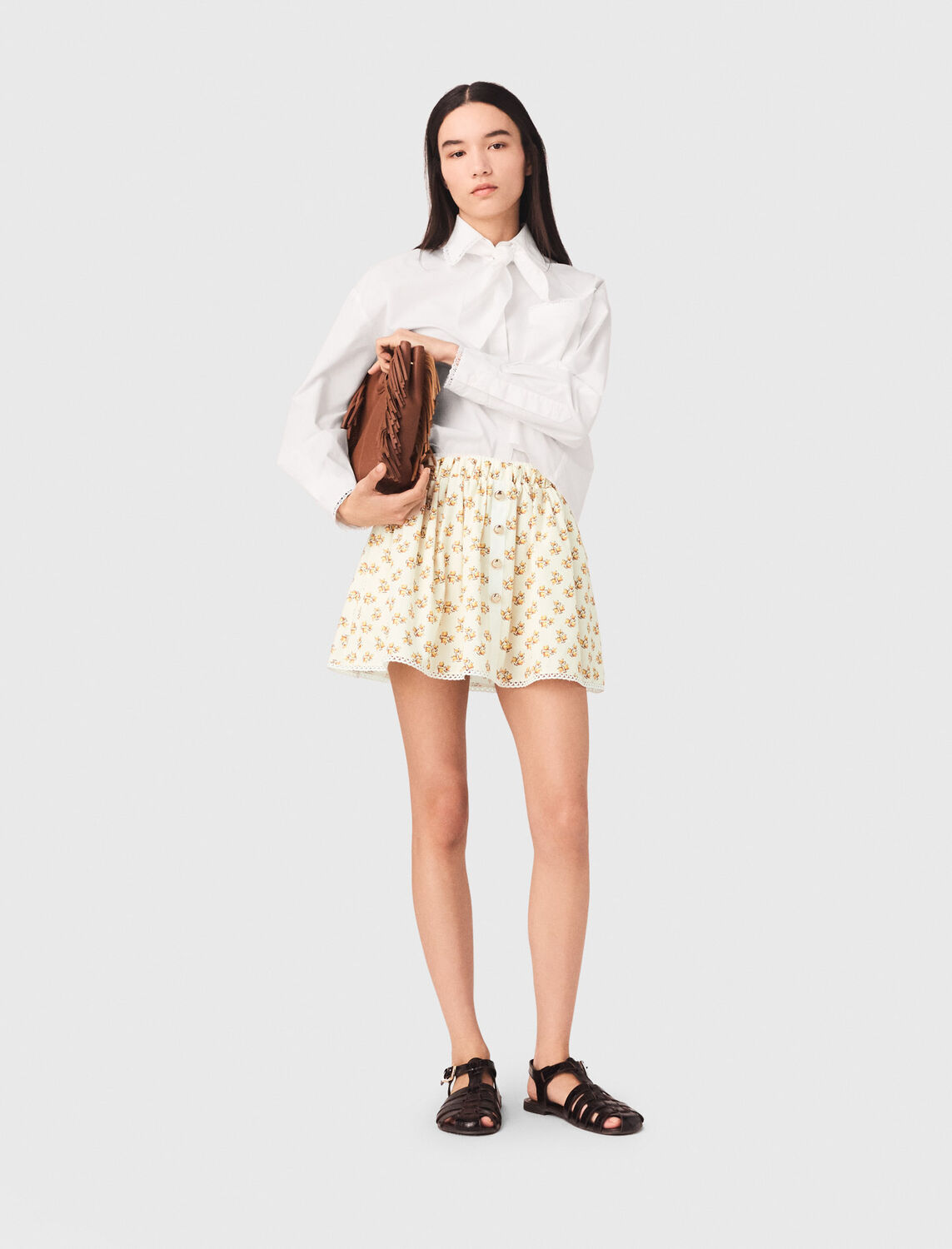 Printed skirt with rickrack trim - Skirts & Shorts - MAJE
