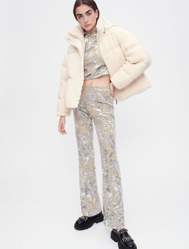 Velvet trousers with sequin embroidery : Trousers & Jeans color Silver