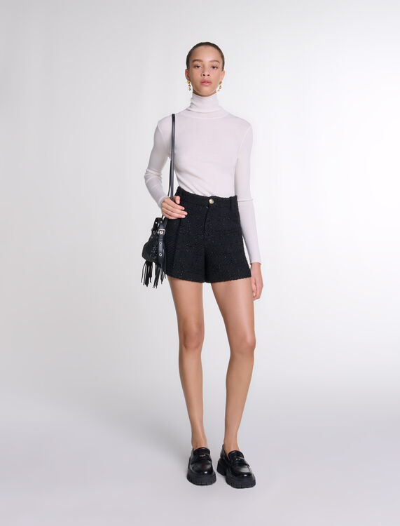 Tweed shorts : View All color Black