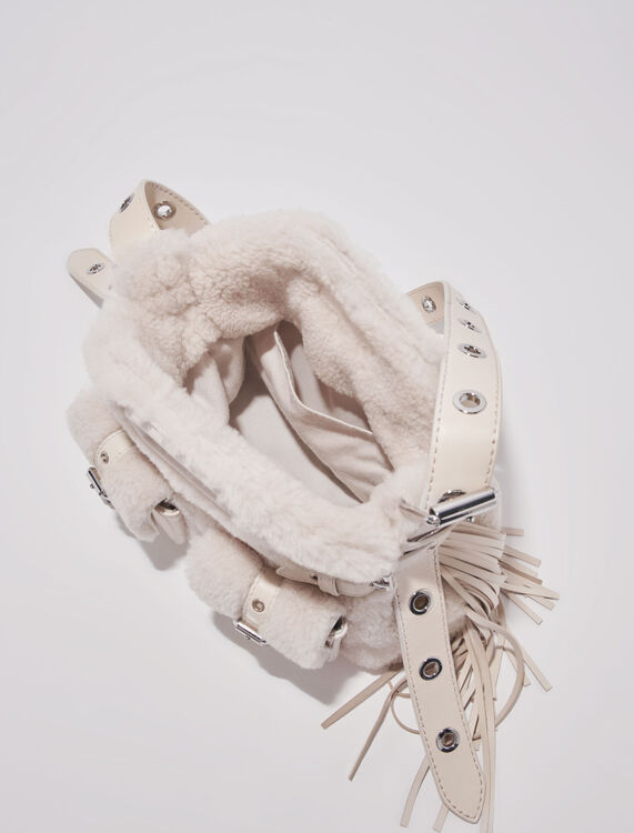 Miss M Mini faux fur cargo bag - M Bag - MAJE