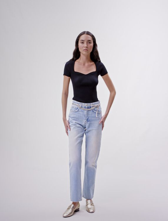 Straight jeans with jewellery belt -  - MAJE