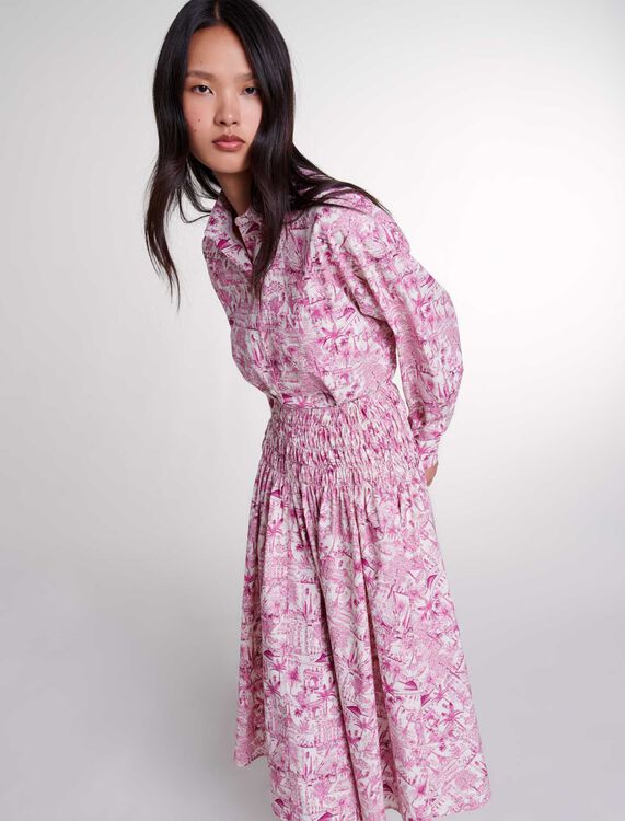 Elasticated smocked-waist skirt - Qixi Collection - MAJE