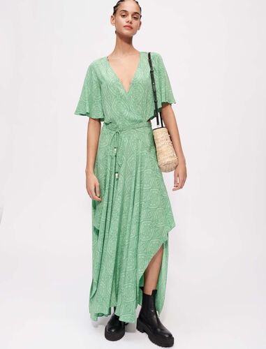 Fluid printed scarf dress : 40% Off color Ethnic green