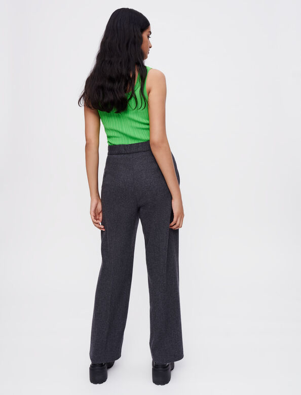 Grey flannel wide-leg trousers : Trousers & Jeans color 