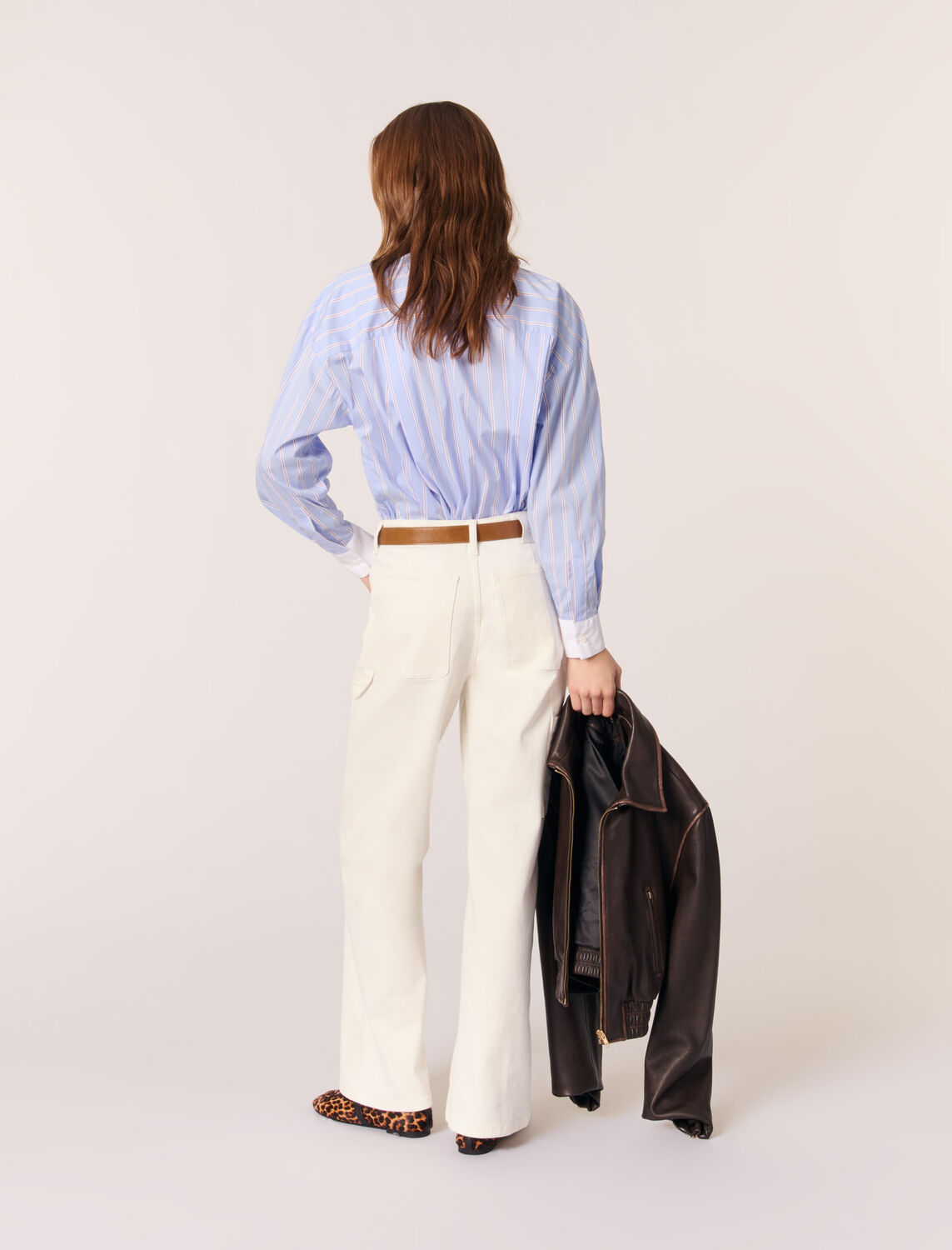 Striped shirt with beaded collar - Shirts - MAJE