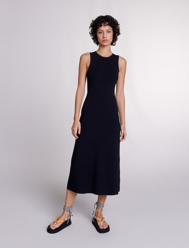 Cutaway knit maxi dress : View All color Black
